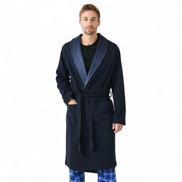 Ugg Men's Luxury Robe Pockets Navy Blue Men's Size M/L Heavyweight Thermal Warm - Picture 1 of 12